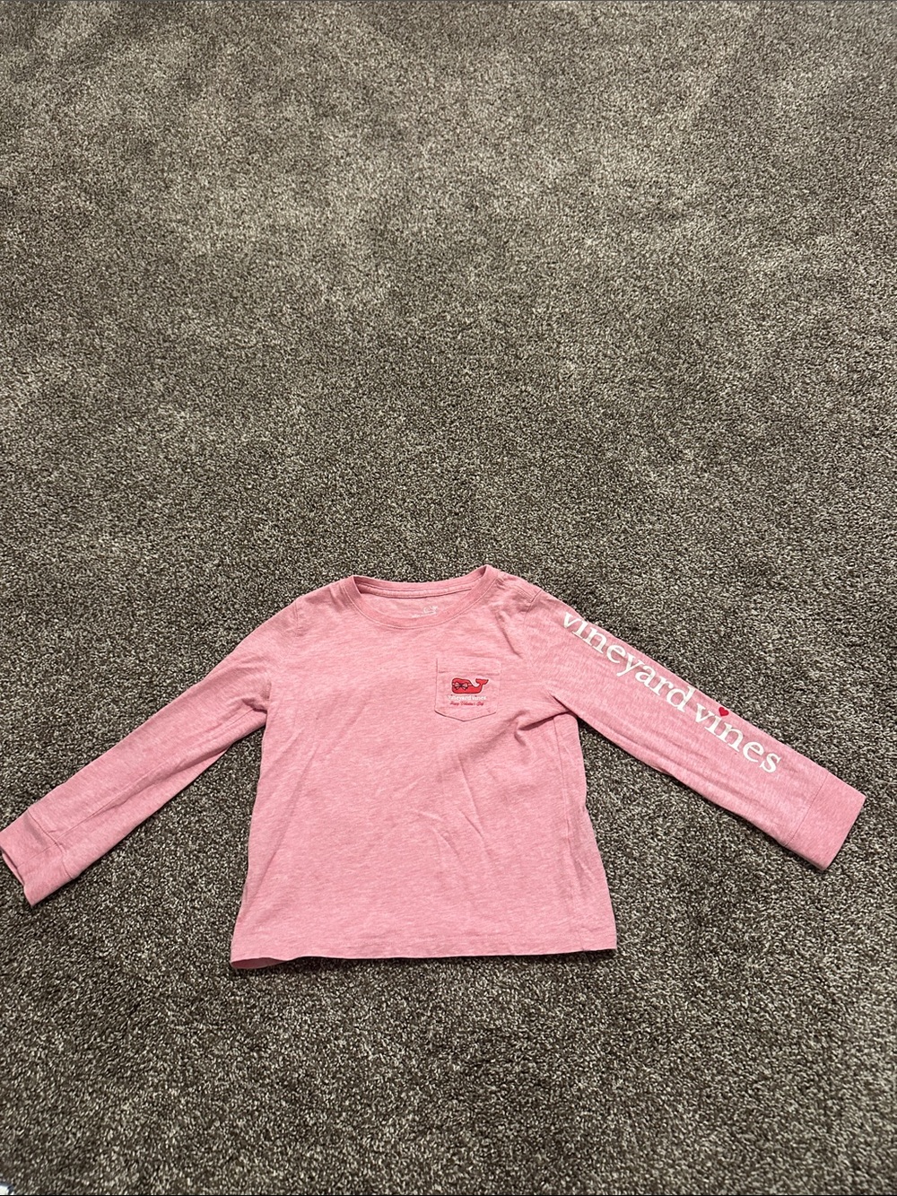 Vineyard Vines Girls Pink Long-Sleeve Pocket Tee with Logo Sleeve